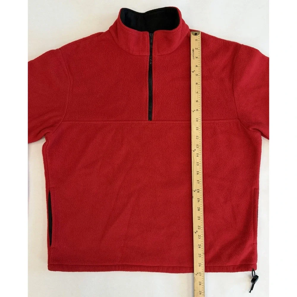 90's Vtg J. Crew Oarsman Red Fleece Pullover 1/4 Zip Men's Large Made in USA